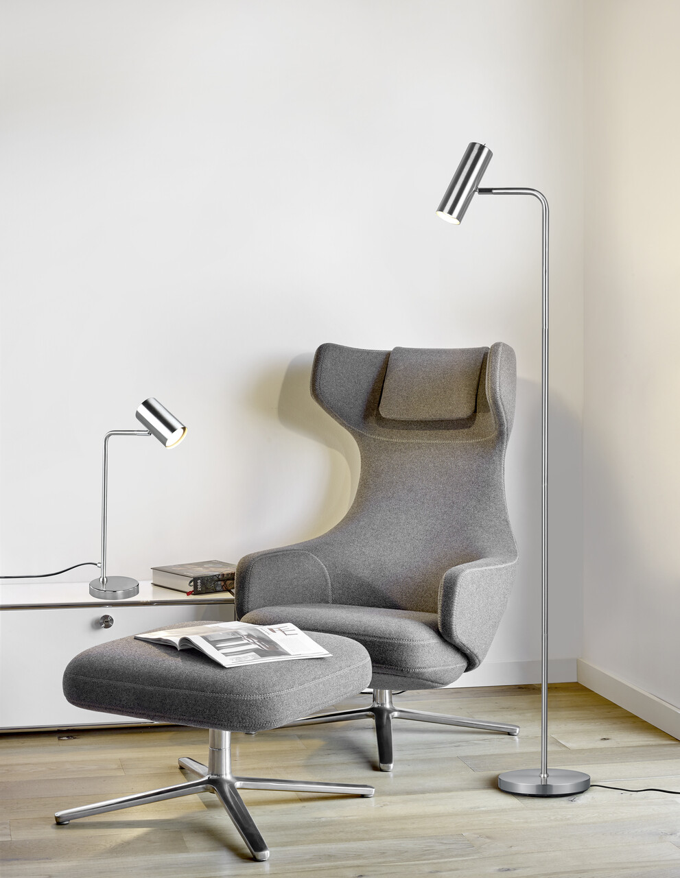 Lampadar Marley, TRIO, 23x39x151 cm, 5W, 1x GU10, metal, argintiu mat - imagine 6